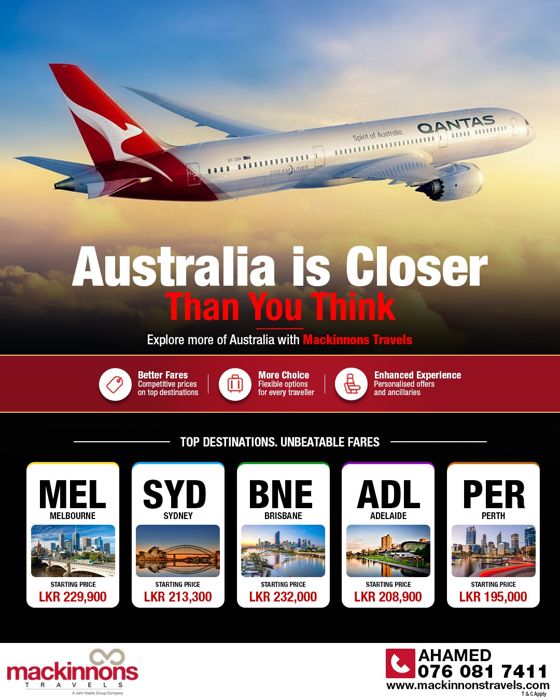 Australia airfare promotion creative with destination fares